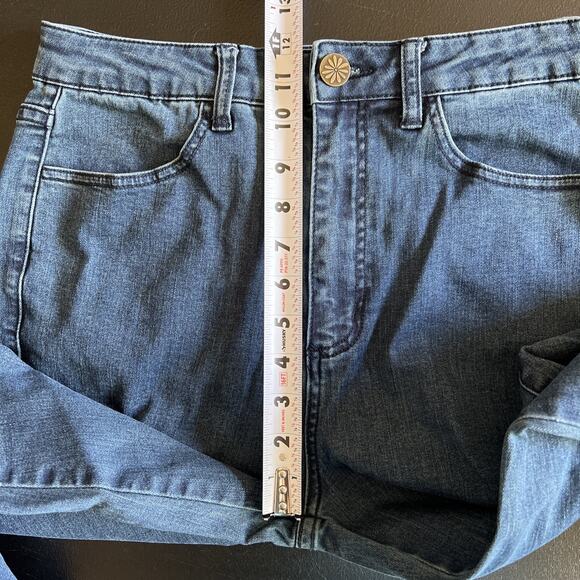 Mumu Blue Jeans 29 Blue Berkeley Zip Up Bells Dark Rainstorm Festival Hippie - Picture 9 of 11